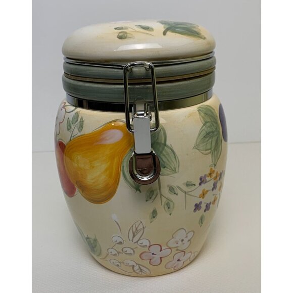 Gibson Home Ceramic Airtight Storage Jar Fruit Grove Canister Clamp Lid Storage - Picture 2 of 10